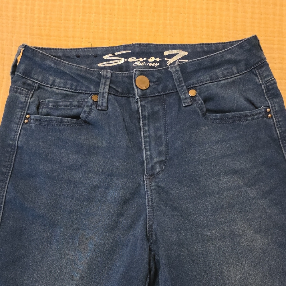 Seven7 Women's High Rise Dark Blue Jeans